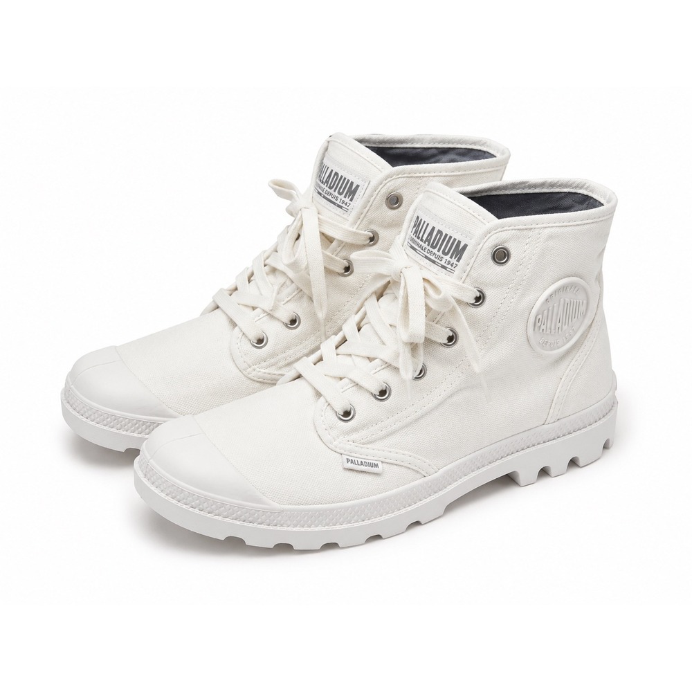 Palladium Pampa Hi Women's 10 Star White Canvas High Top Lug Sole Boots